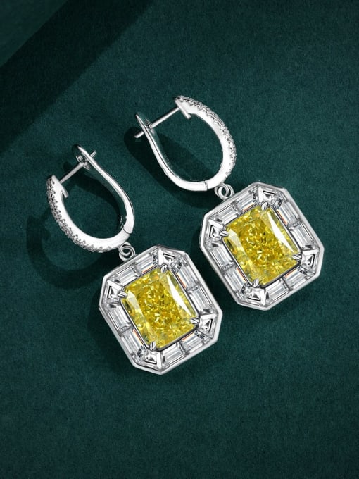Colorful Yellow [E 2752] 925 Sterling Silver Cubic Zirconia Square Luxury Huggie Earring